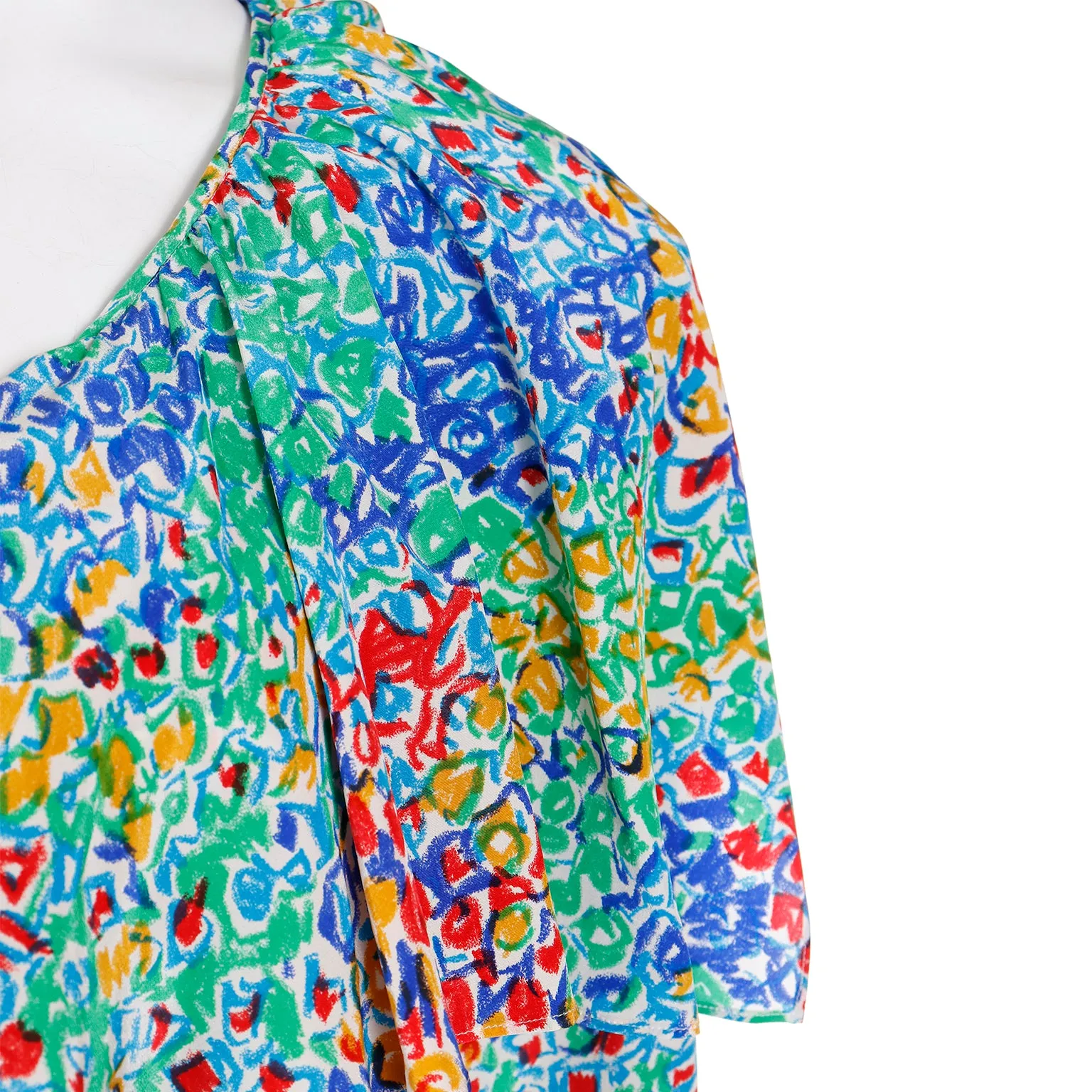 1989 Yves Saint Laurent YSL Floral Silk Wrap Dress With Sash