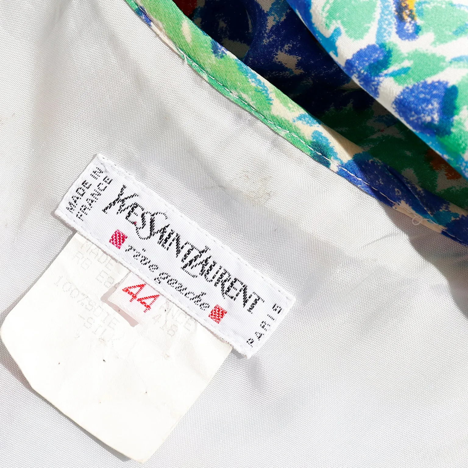 1989 Yves Saint Laurent YSL Floral Silk Wrap Dress With Sash