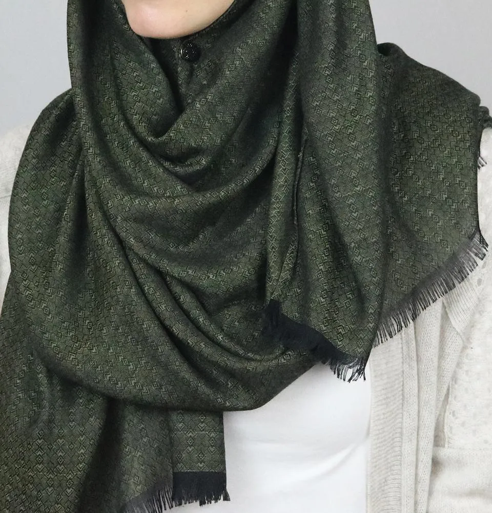 Aker Jacquard Hijab Shawl Dark Green 1023BRL