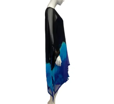 Blue geode bias cocktail dress and wrap