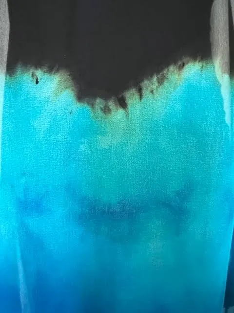 Blue geode bias cocktail dress and wrap