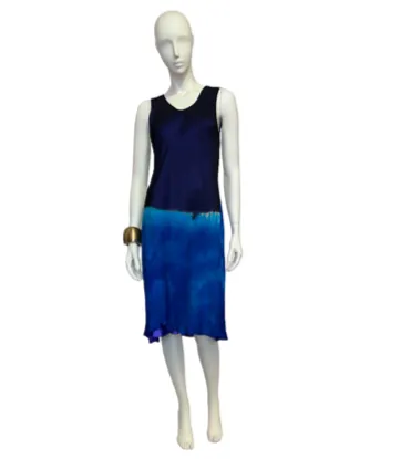 Blue geode bias cocktail dress and wrap