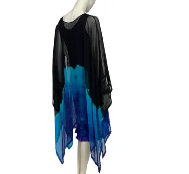 Blue geode bias cocktail dress and wrap