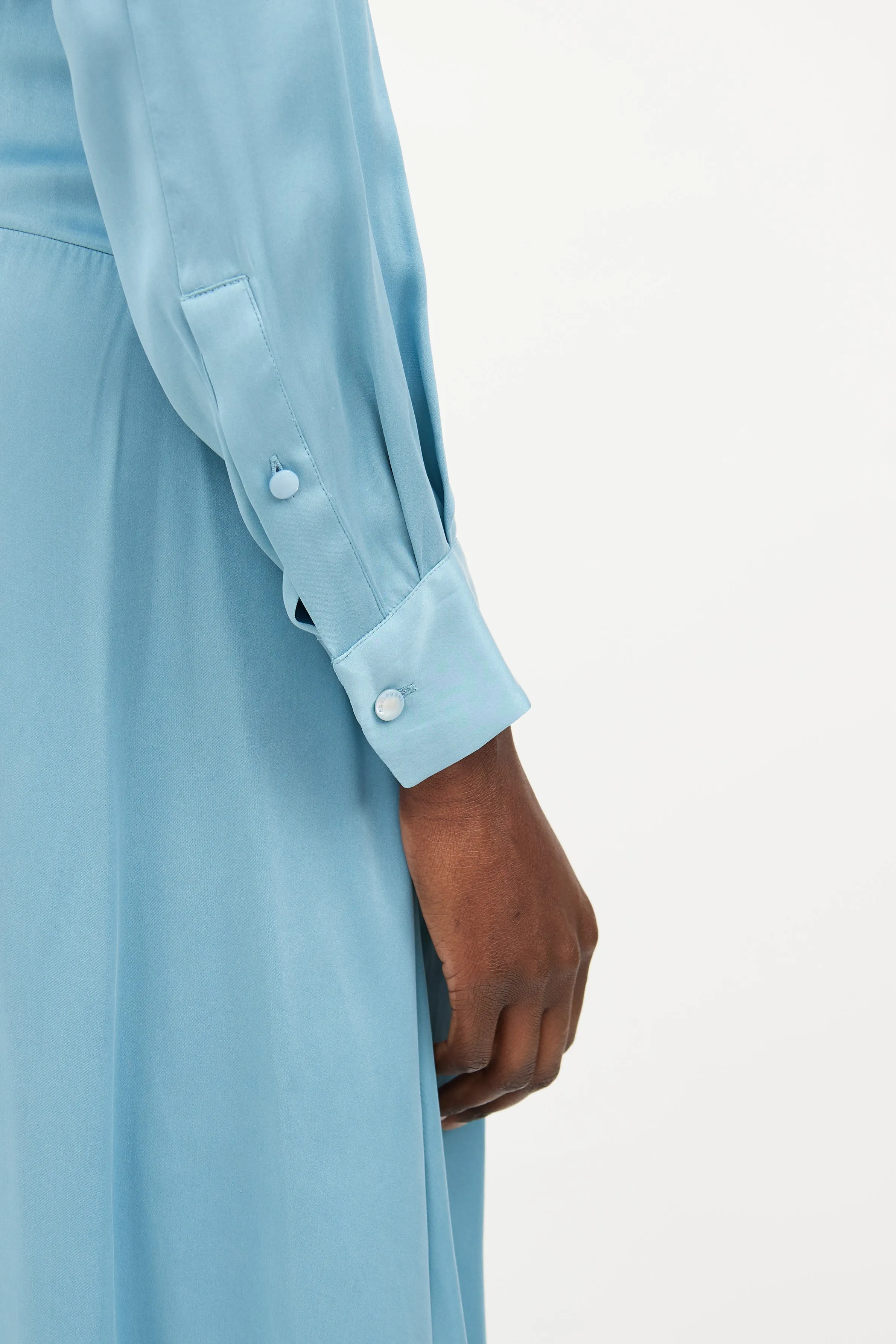 Blue Silk Wrap Maxi Dress