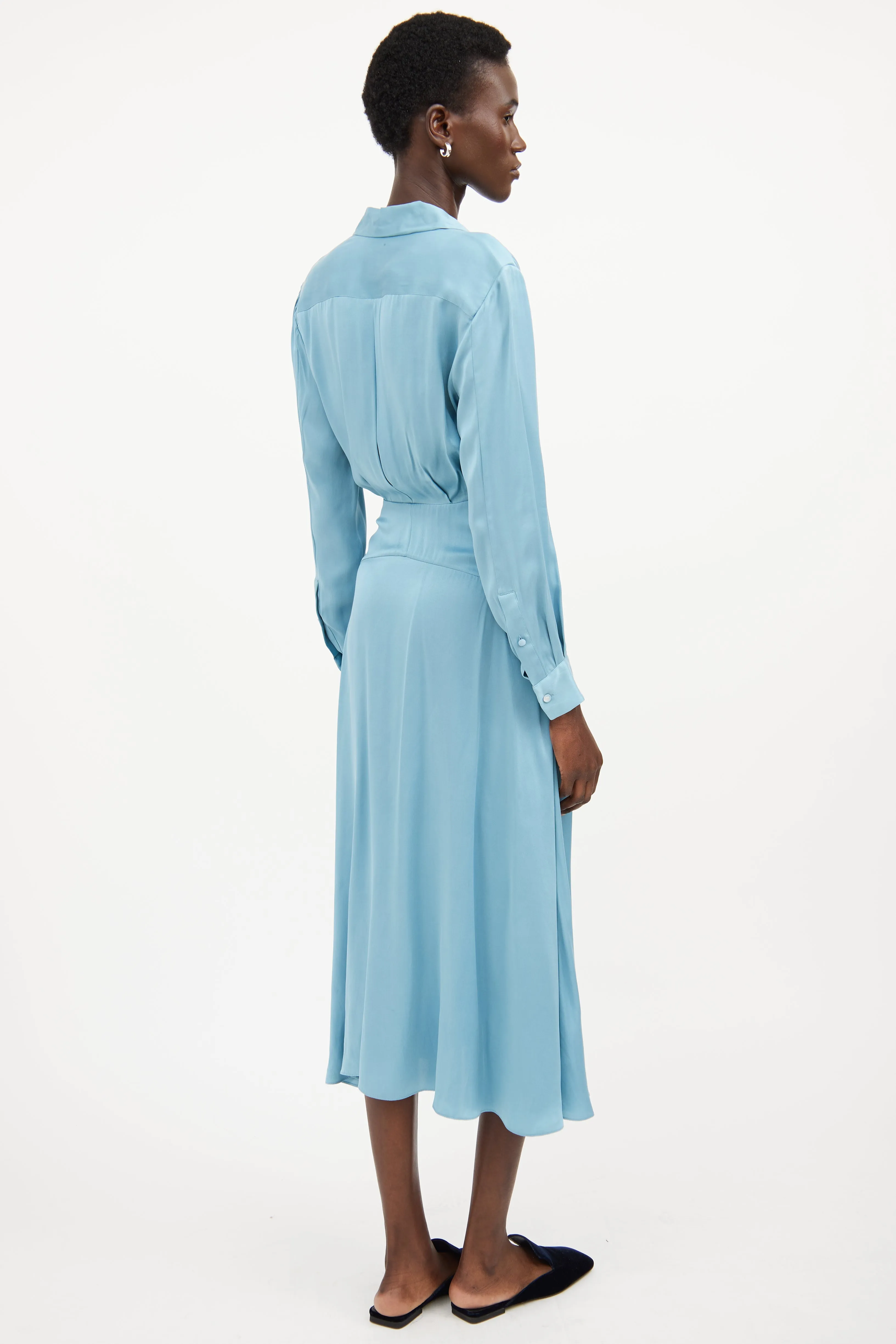 Blue Silk Wrap Maxi Dress
