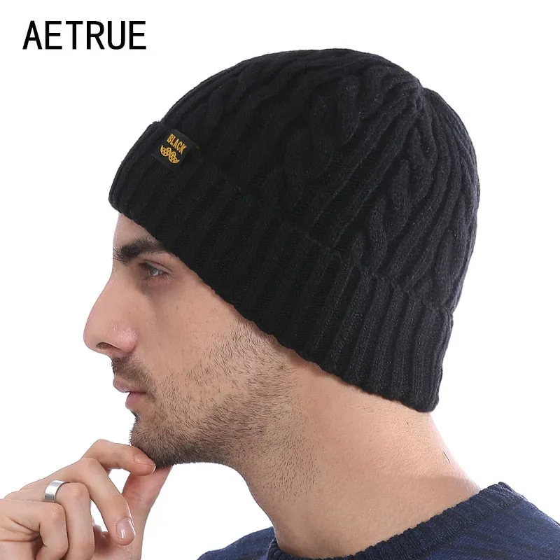 Brand Winter Beanies Winter Men Women Knitted Bonnet  Caps Skullies Black Mask Cap Warm Hat