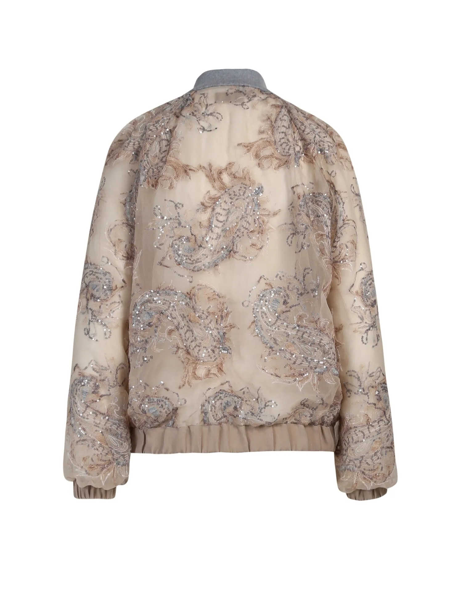 Brunello Cucinelli Beaded Paisley Bomber Jacket