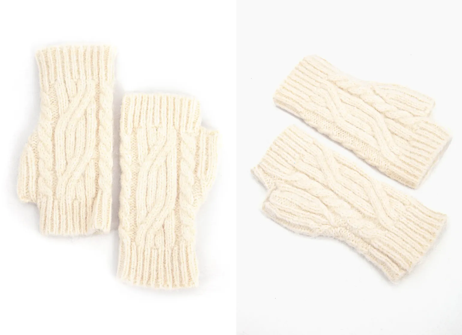 Cable Knit Wrist Warmers - Cream