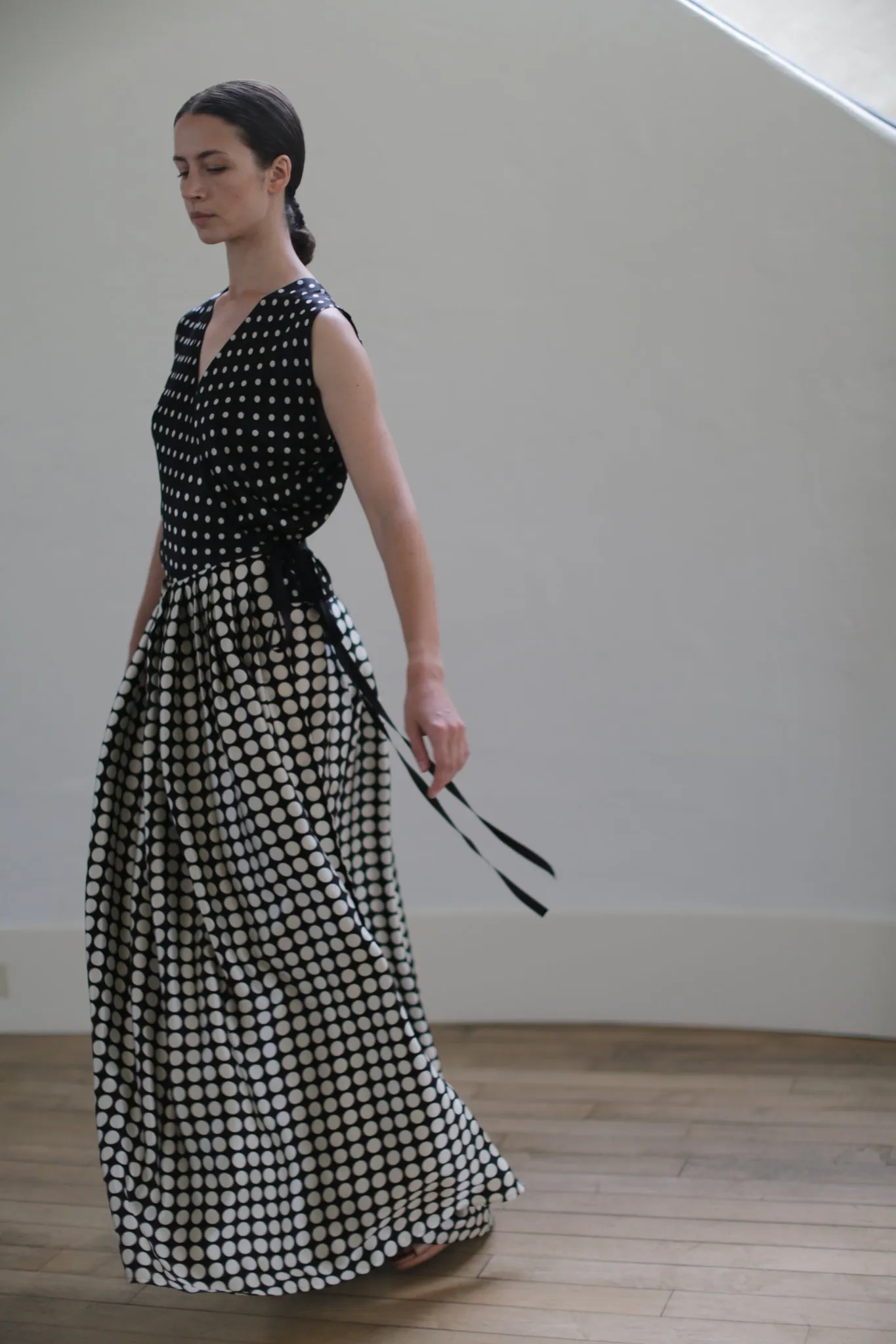 Charmeuse Wrap Dress | B/W Polkadot