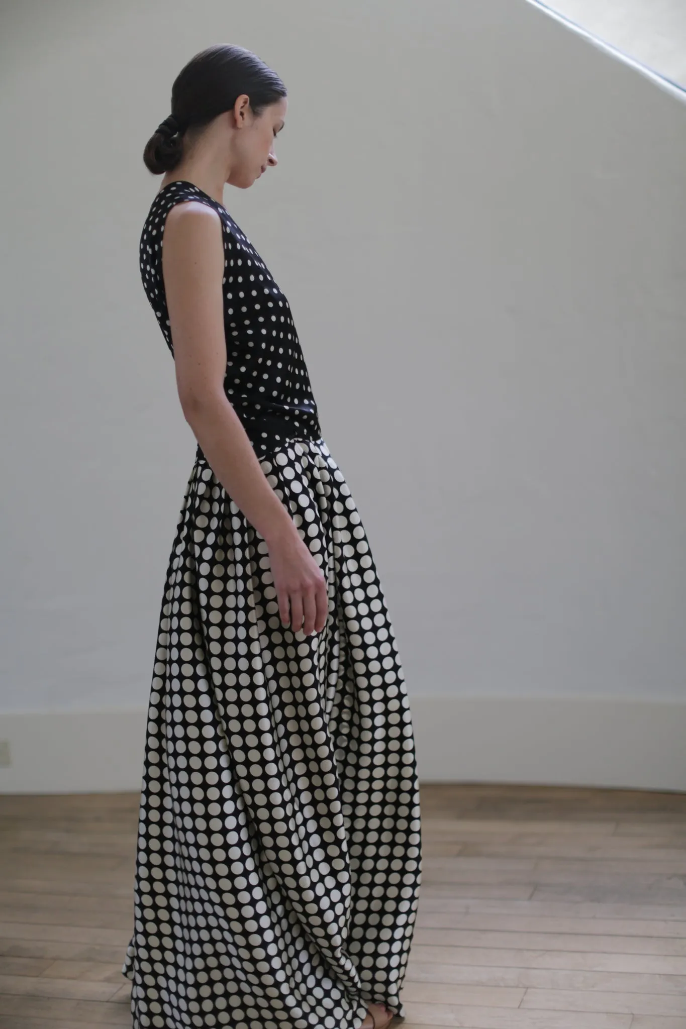 Charmeuse Wrap Dress | B/W Polkadot