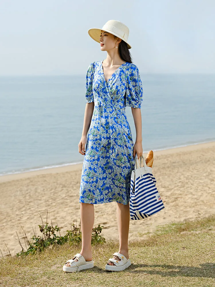 EP YAYING Silk Printed Dress