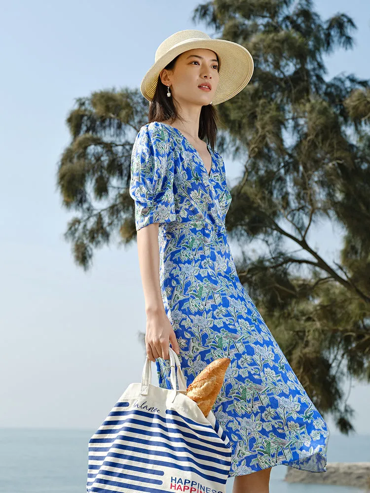 EP YAYING Silk Printed Dress