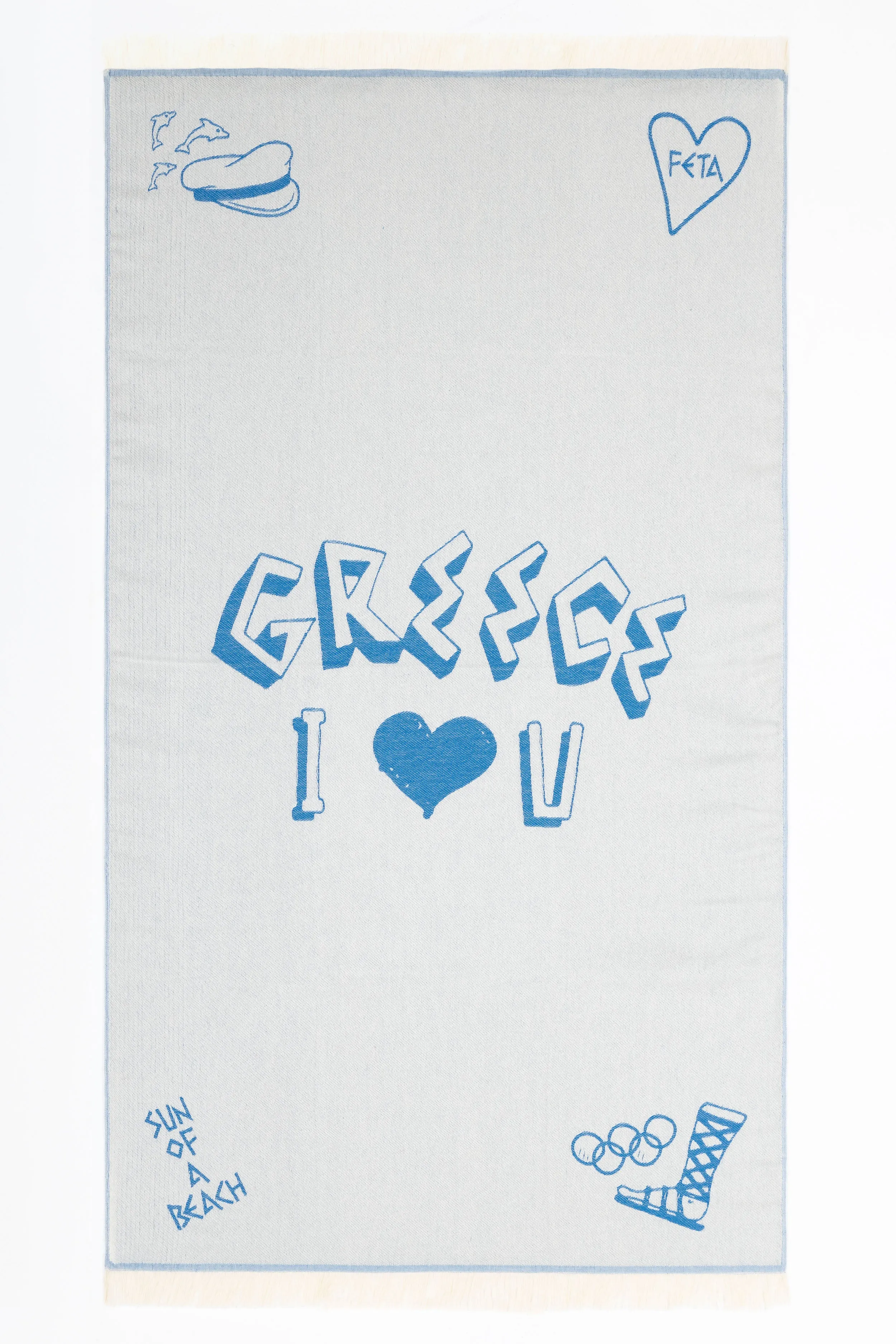 Greek Lover Bright Blue | Feather Beach Towel