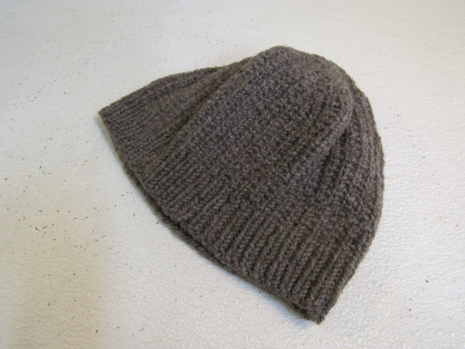 Handcrafted Beanie Dark Brown Textured 100% Merino Adult -- New