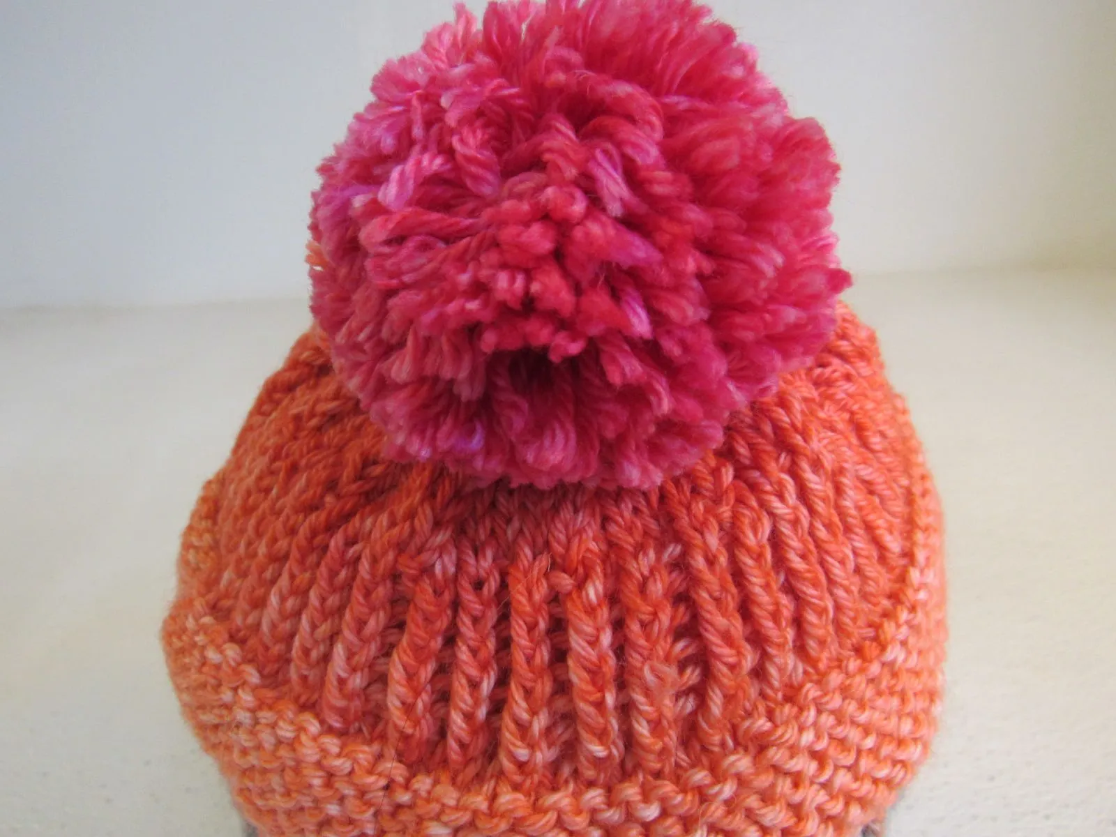 Handcrafted Beanie Hat Multicolored Pom Pom 100% Merino Female Adult -- New