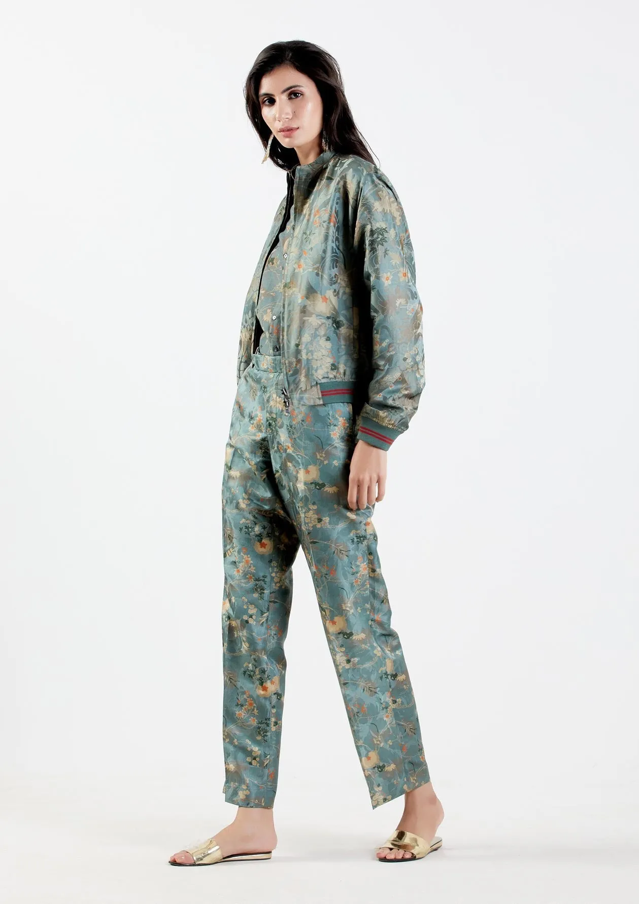 Janbaaz Bomber Jacket Silk Damask Mist