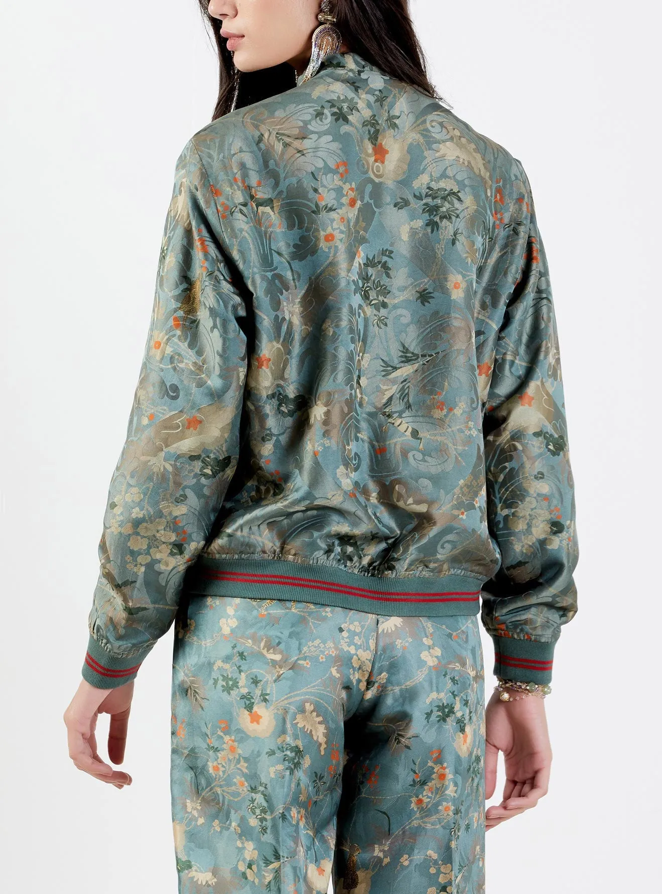 Janbaaz Bomber Jacket Silk Damask Mist