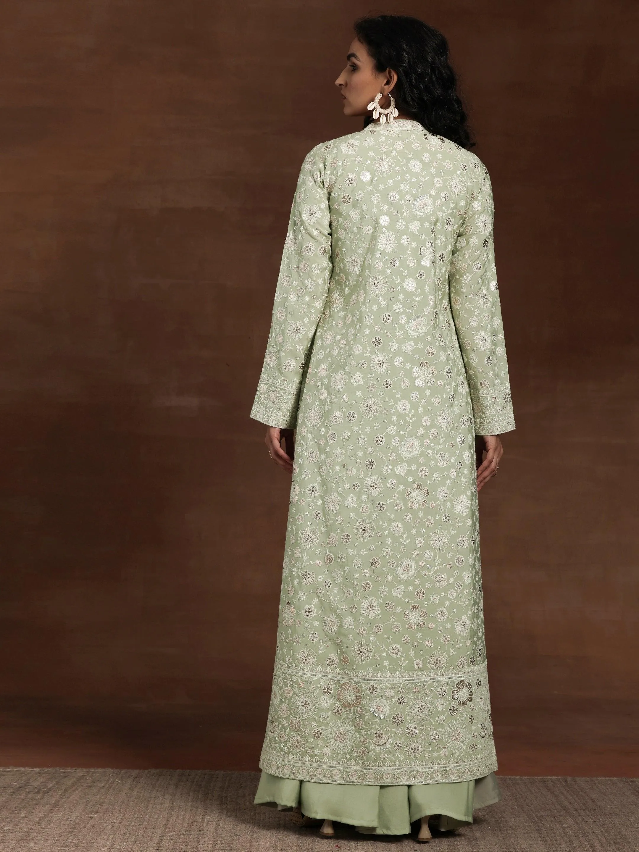 Jashvi Art Green Solid Silk Blend Co-Ords