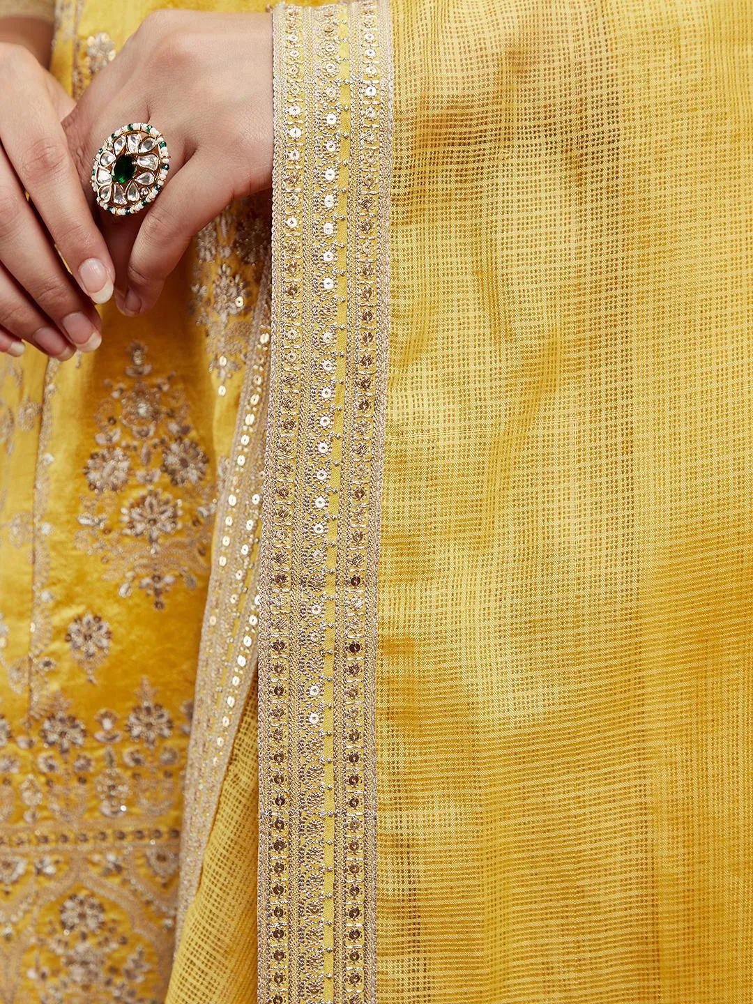 Jashvi Art Yellow Embroidered Silk Straight Suit With Dupatta