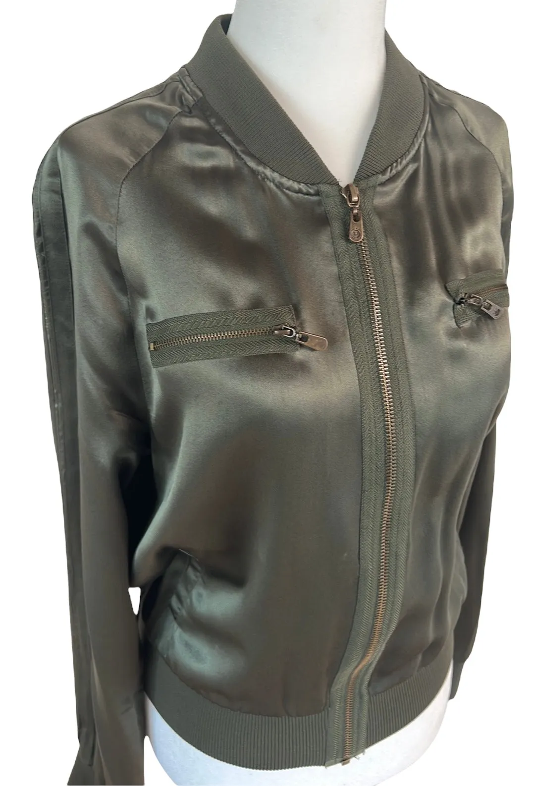 Kaki Silk Bomber - M