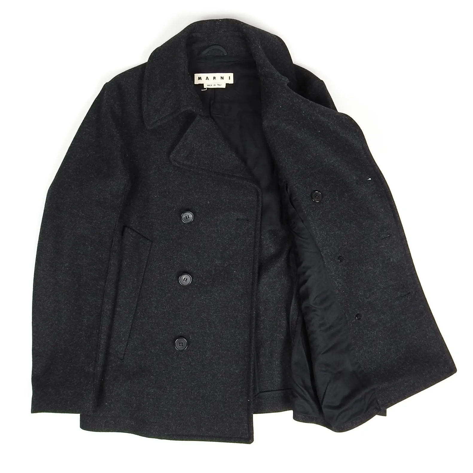 Marni Charcoal Wool Peacoat Size 48