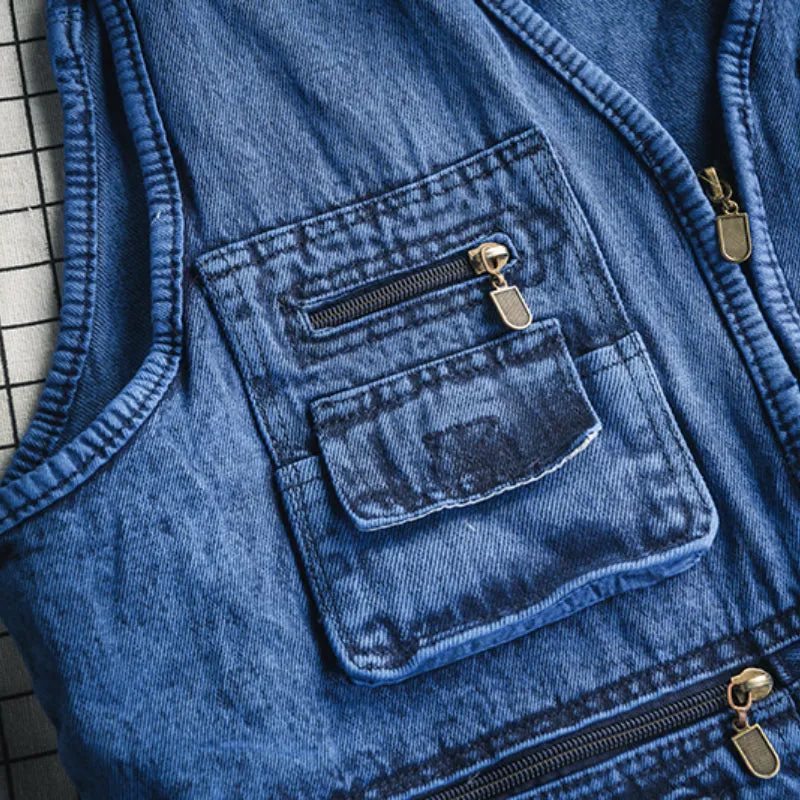 Men's Retro British Loose Multi-pocket Functional Work Vest