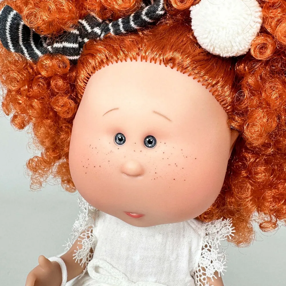 Mia with Curly Red Hair and Puppy
