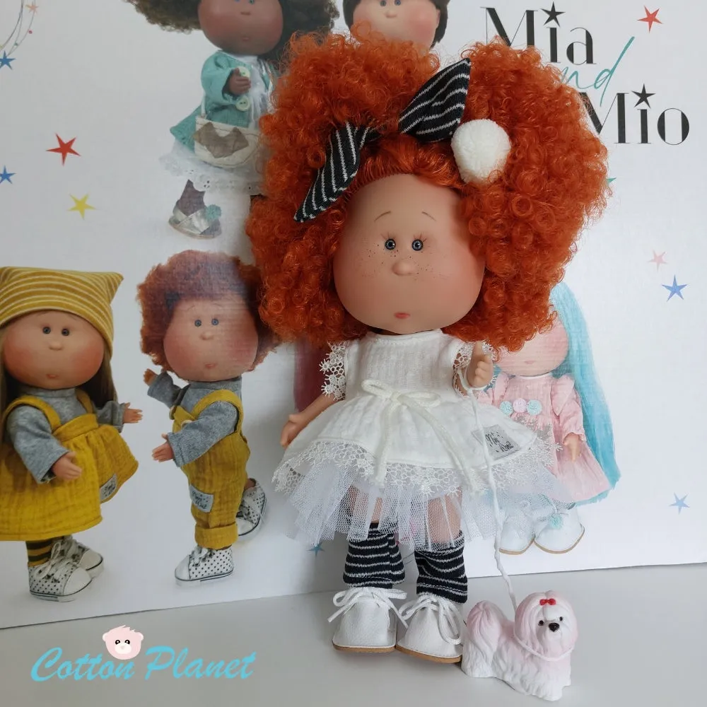 Mia with Curly Red Hair and Puppy
