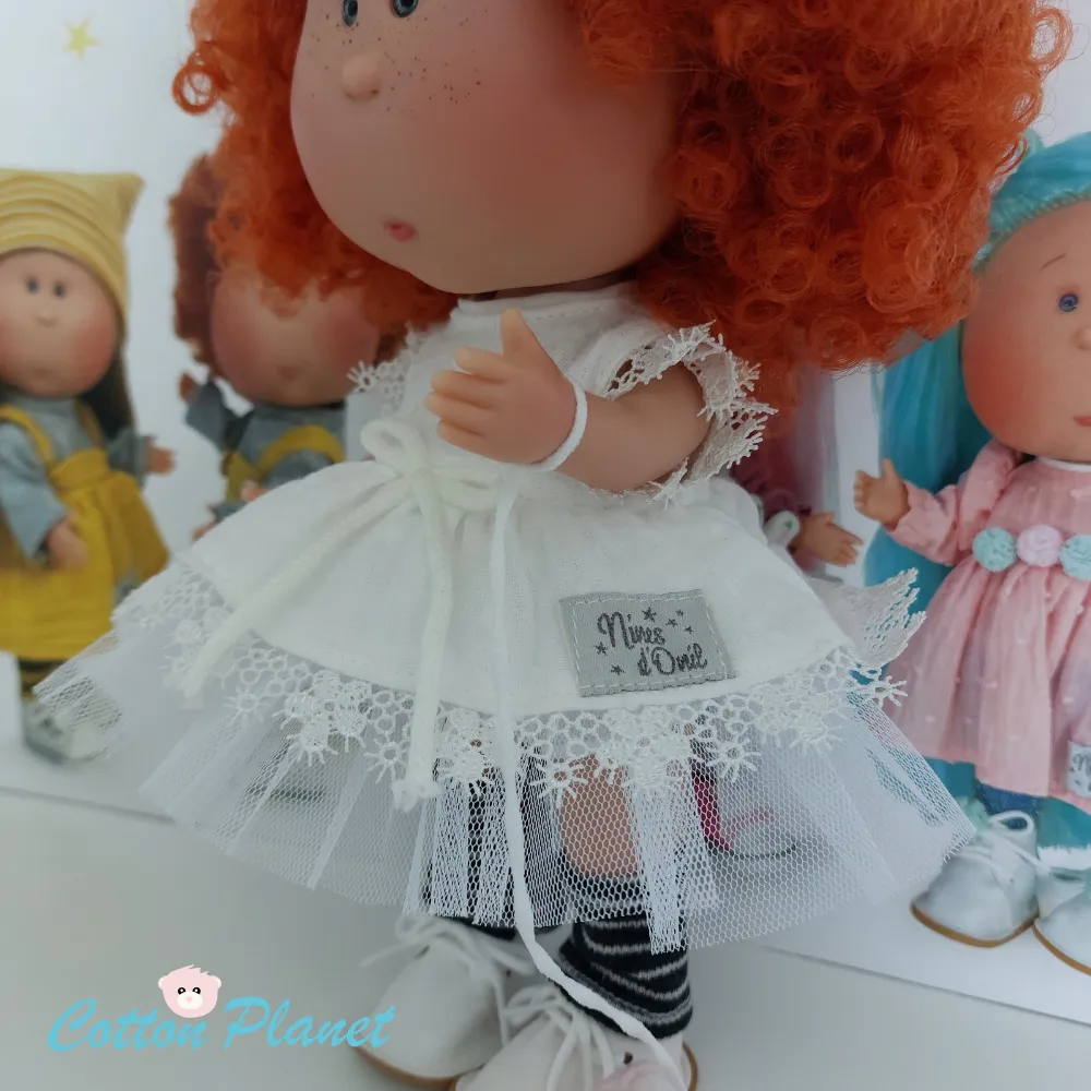 Mia with Curly Red Hair and Puppy