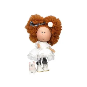 Mia with Curly Red Hair and Puppy