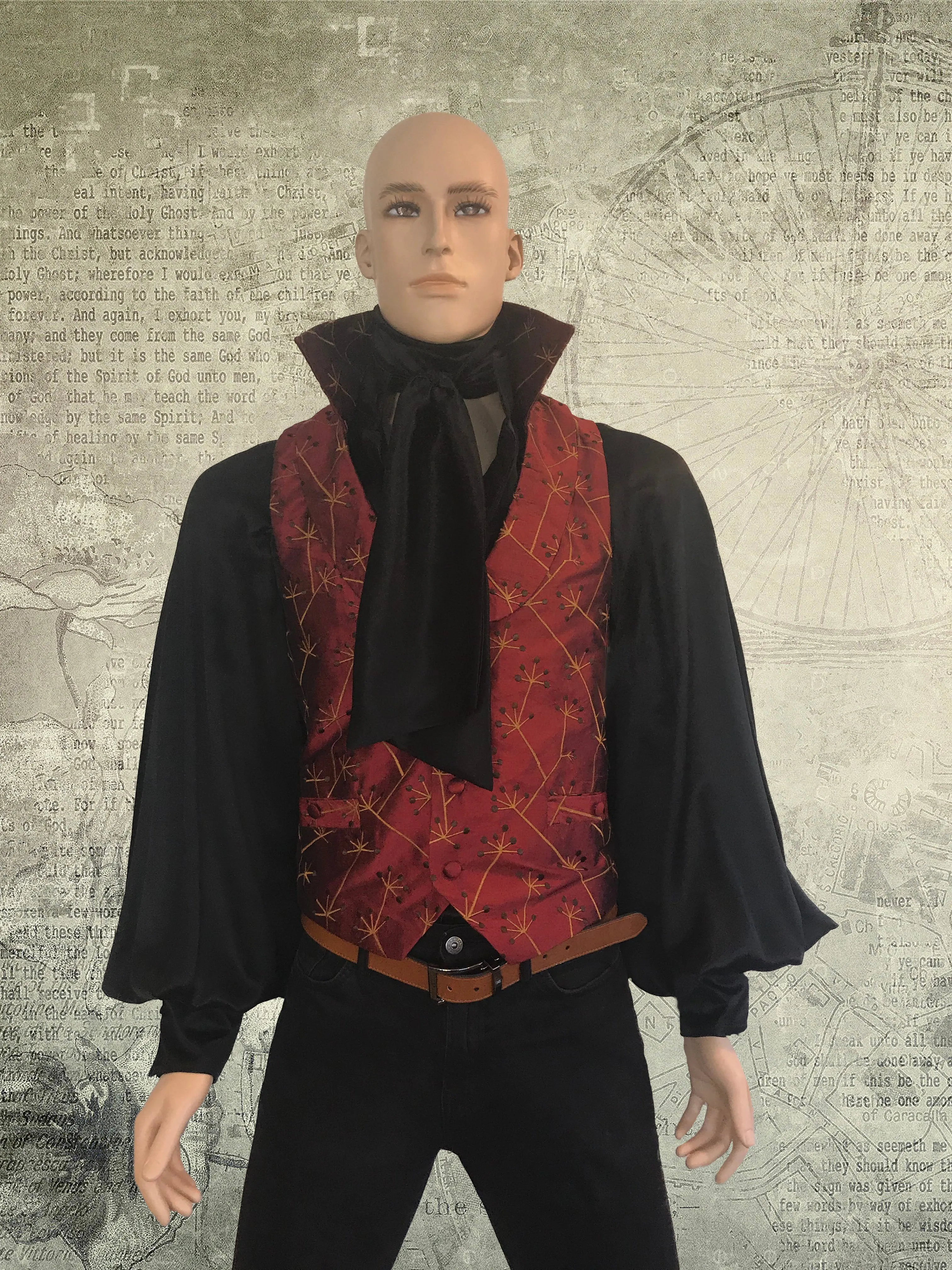 Modern Fit 100% Silk Embroidered Men's Vest English Regency entire