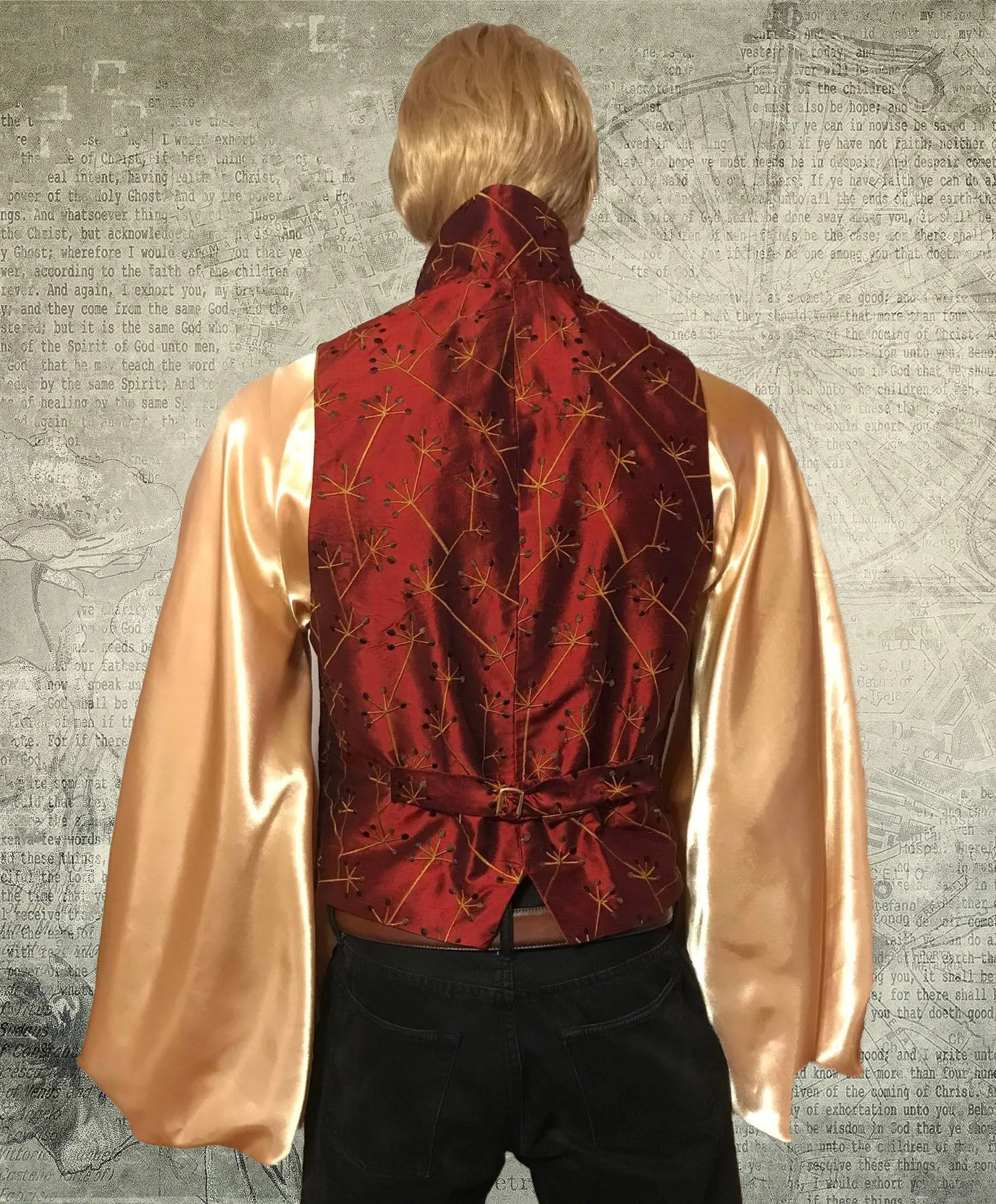 Modern Fit 100% Silk Embroidered Men's Vest English Regency entire