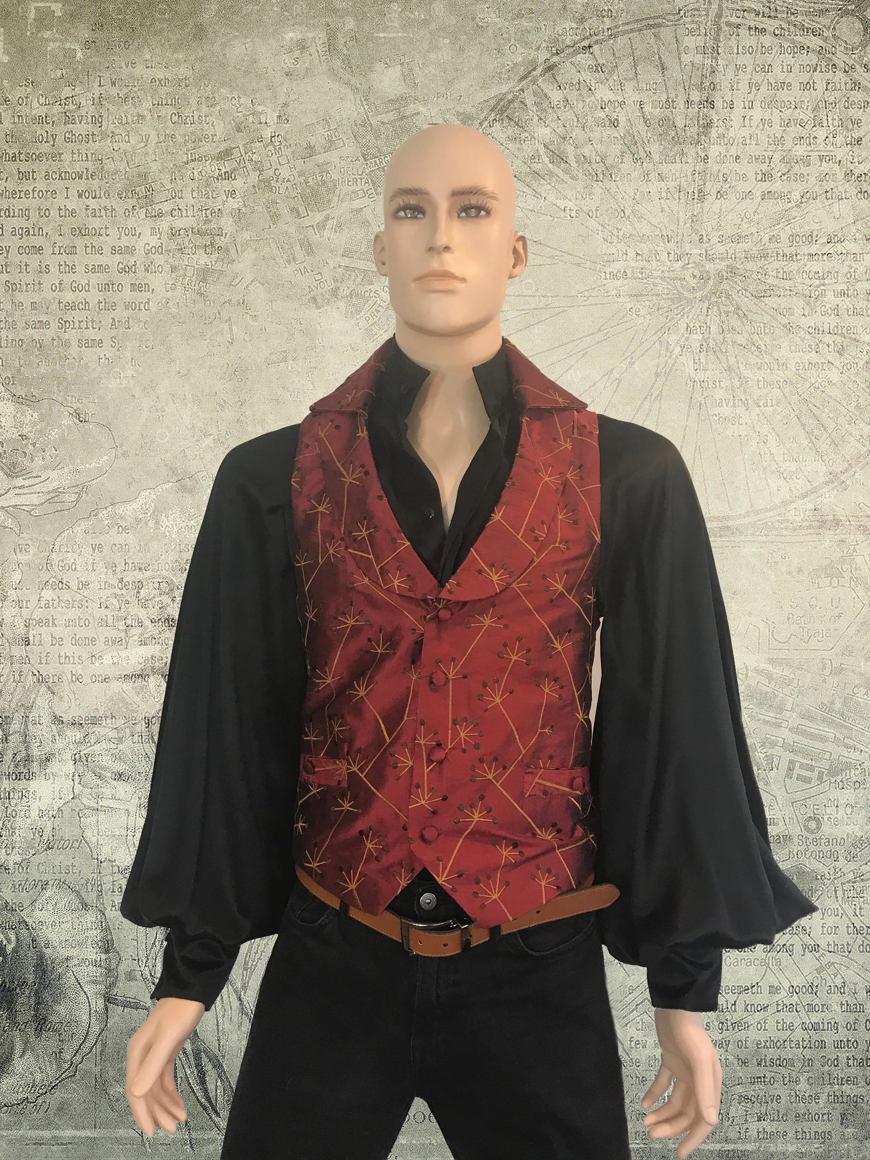 Modern Fit 100% Silk Embroidered Men's Vest English Regency entire