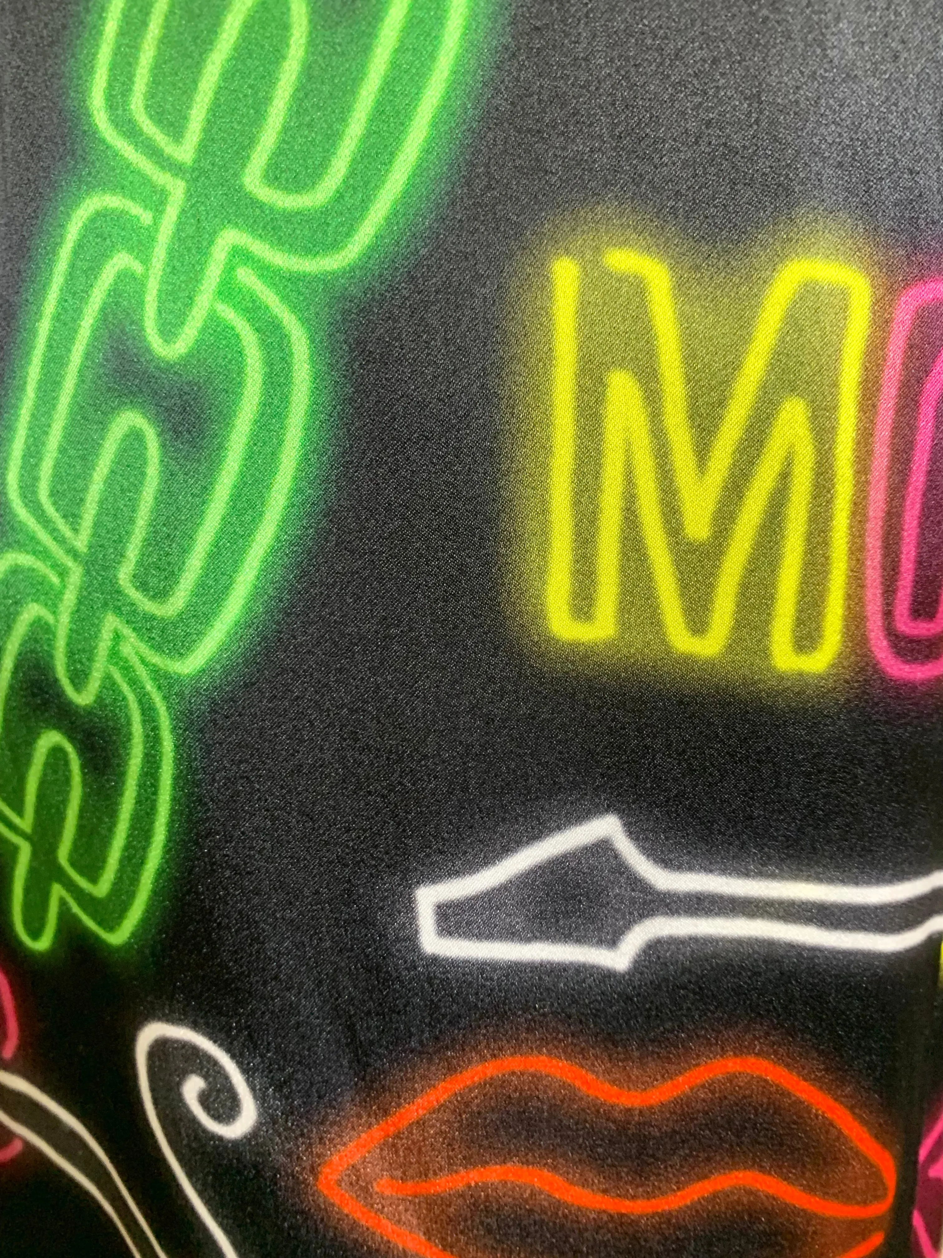 Moschino Couture SS 2016 Neon Sign Novelty Print Silk Gown