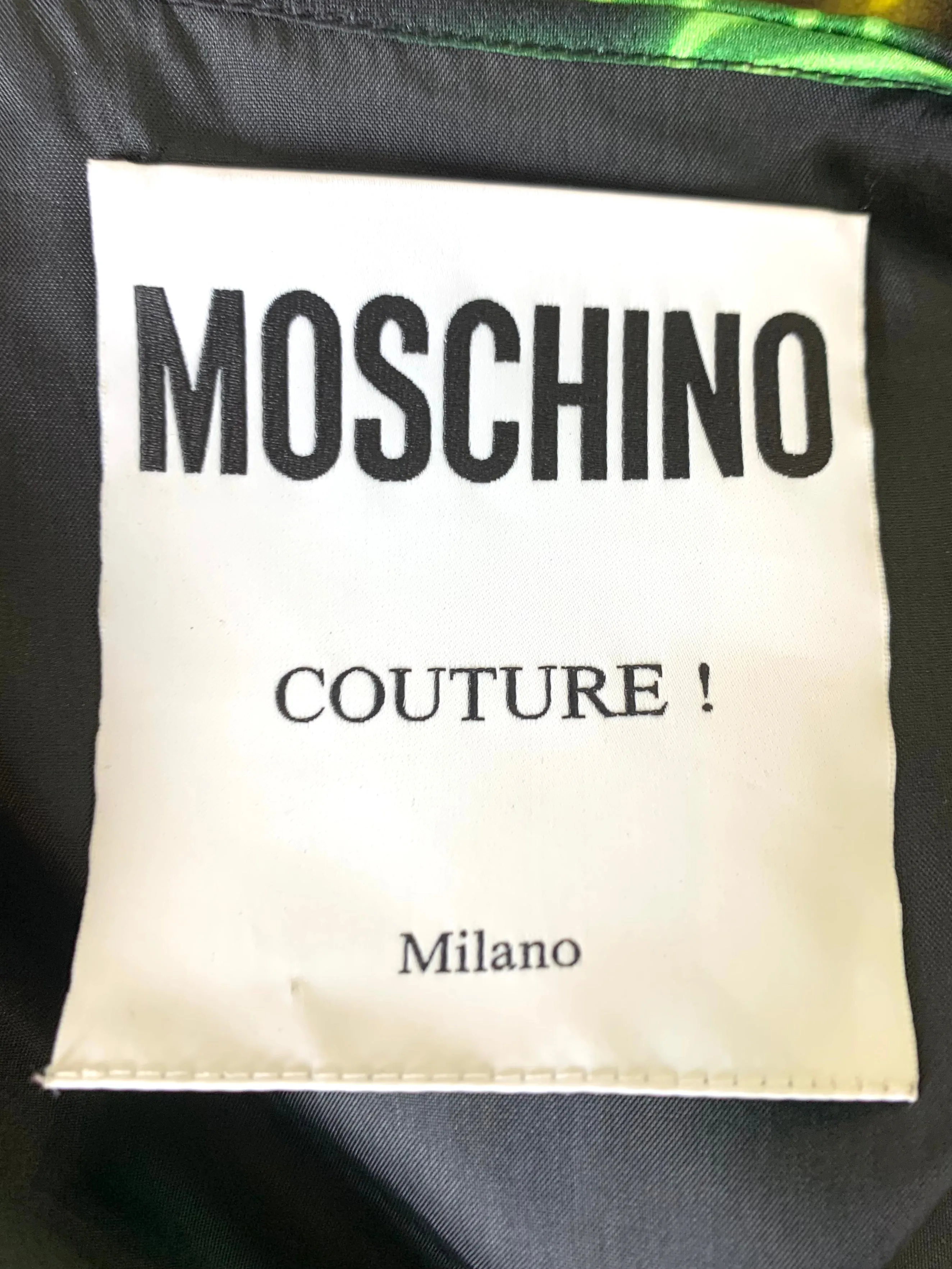 Moschino Couture SS 2016 Neon Sign Novelty Print Silk Gown