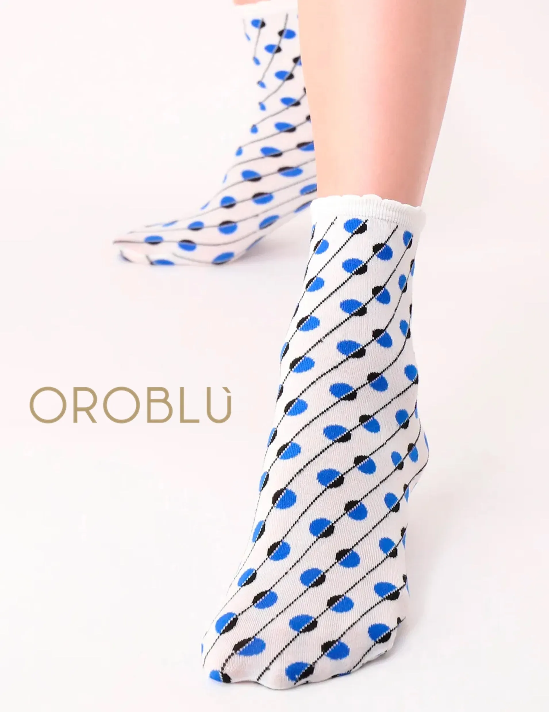 Oroblu Bi-Option Twin Pack Cotton Socks White/Marine VOBC67784
