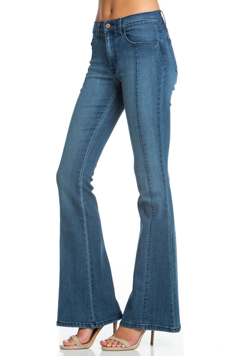 Rumor Has It Front Seam Flared Denim Pants Medium Wash