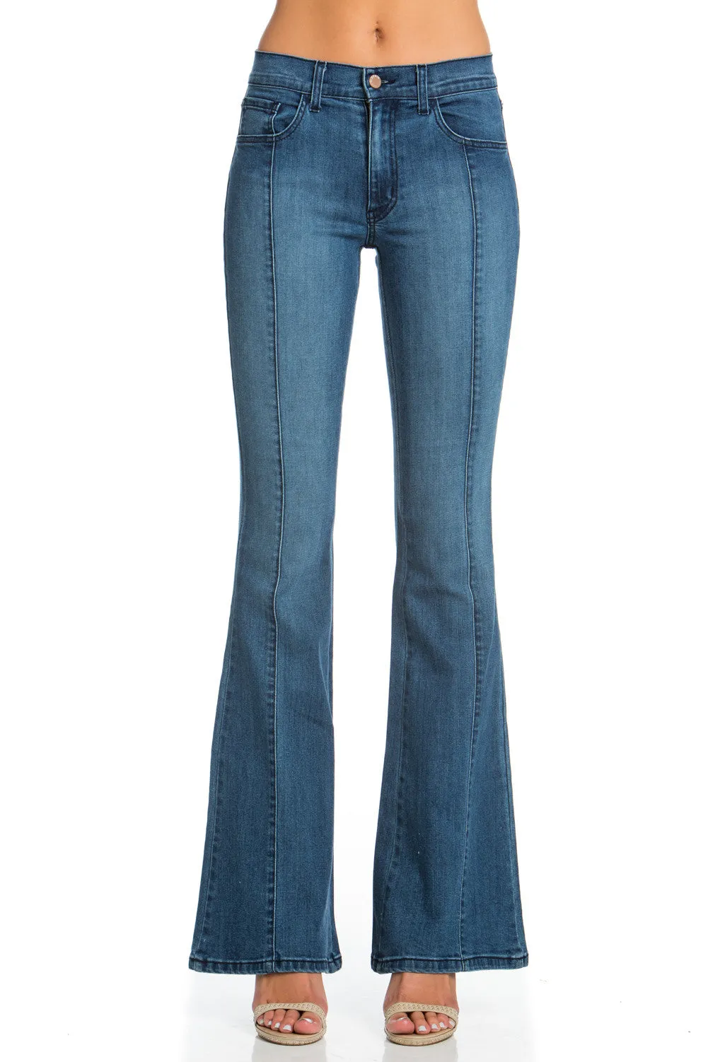 Rumor Has It Front Seam Flared Denim Pants Medium Wash