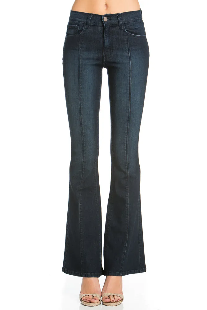 Rumor Has It Front Seam Flared Denim Pants Medium Wash