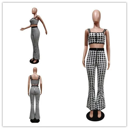 sexy plaid two-piece suit