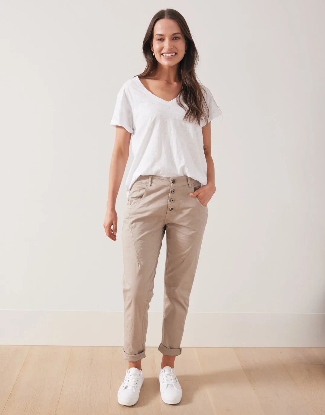 Signature Jersey Denim Pants - Taupe