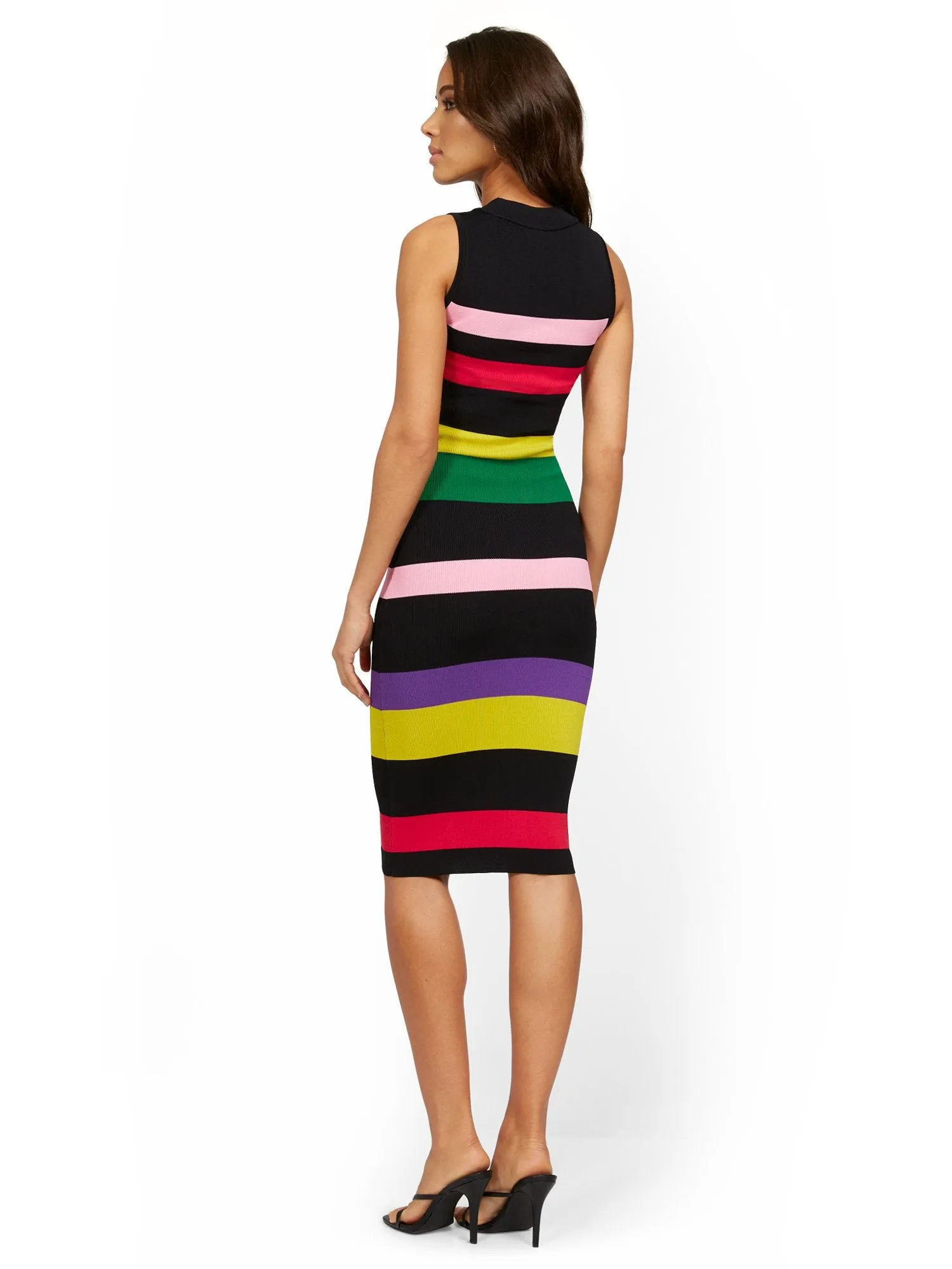 Sleeveless Stripe Sweater Dress