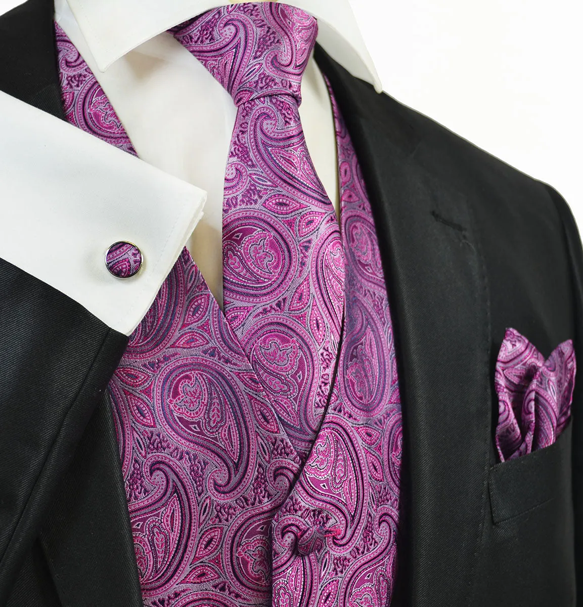 Summer Purple Paisley Suit Vest Set by Paul Malone