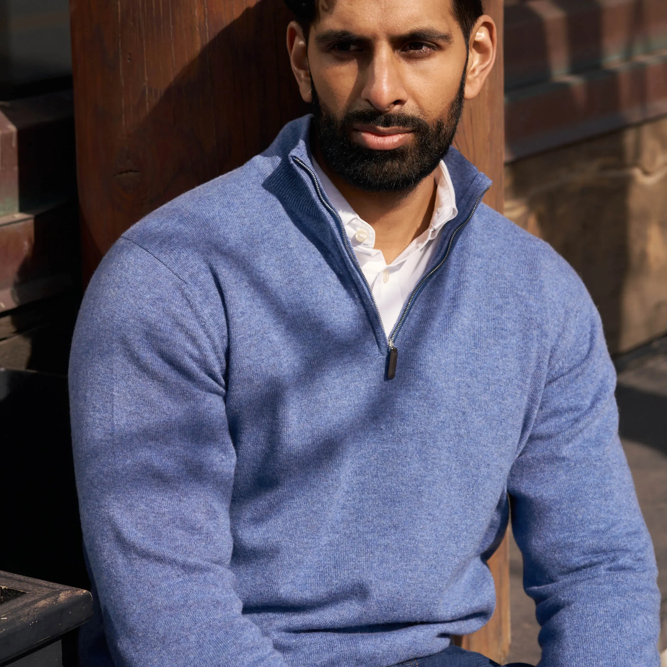 The Leo 2-ply Cashmere Quarter Zip Sweater