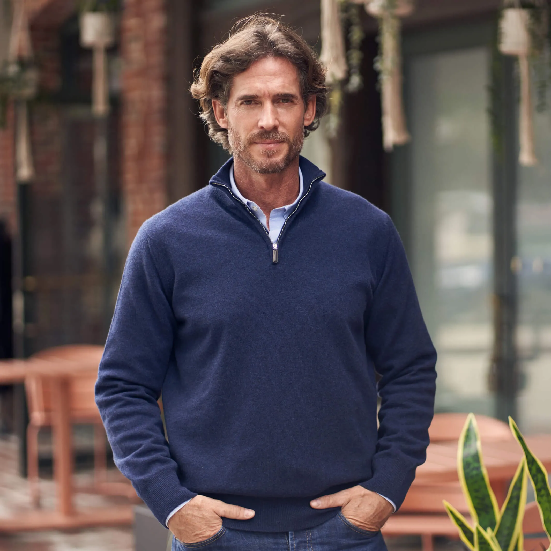The Leo 2-ply Cashmere Quarter Zip Sweater