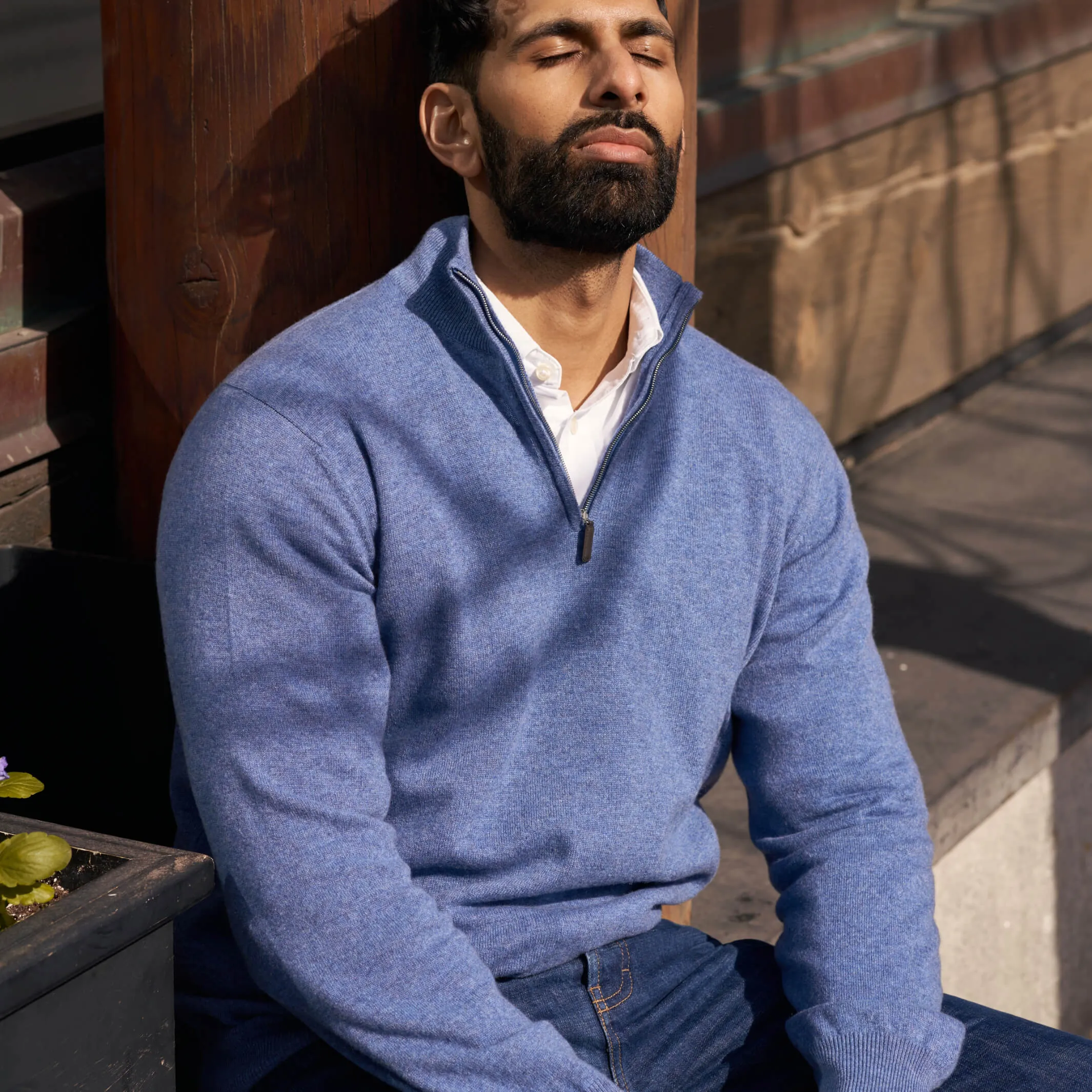 The Leo 2-ply Cashmere Quarter Zip Sweater