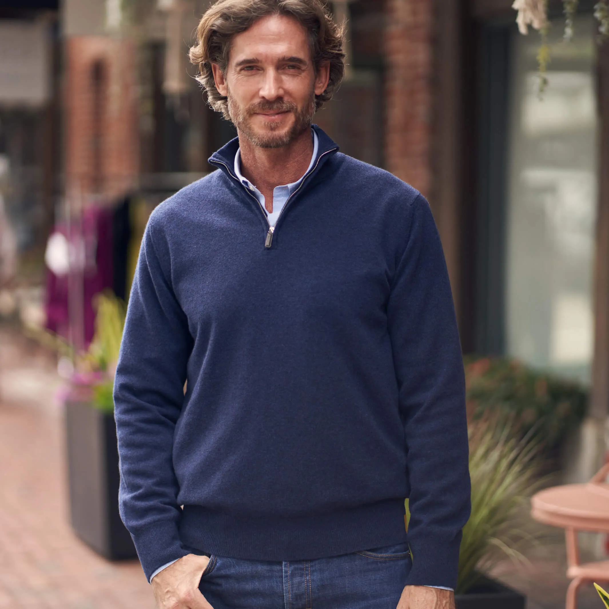 The Leo 2-ply Cashmere Quarter Zip Sweater