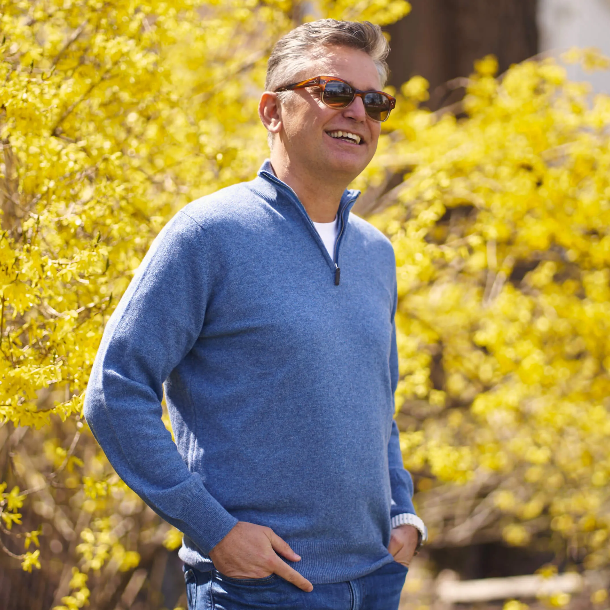 The Leo 2-ply Cashmere Quarter Zip Sweater