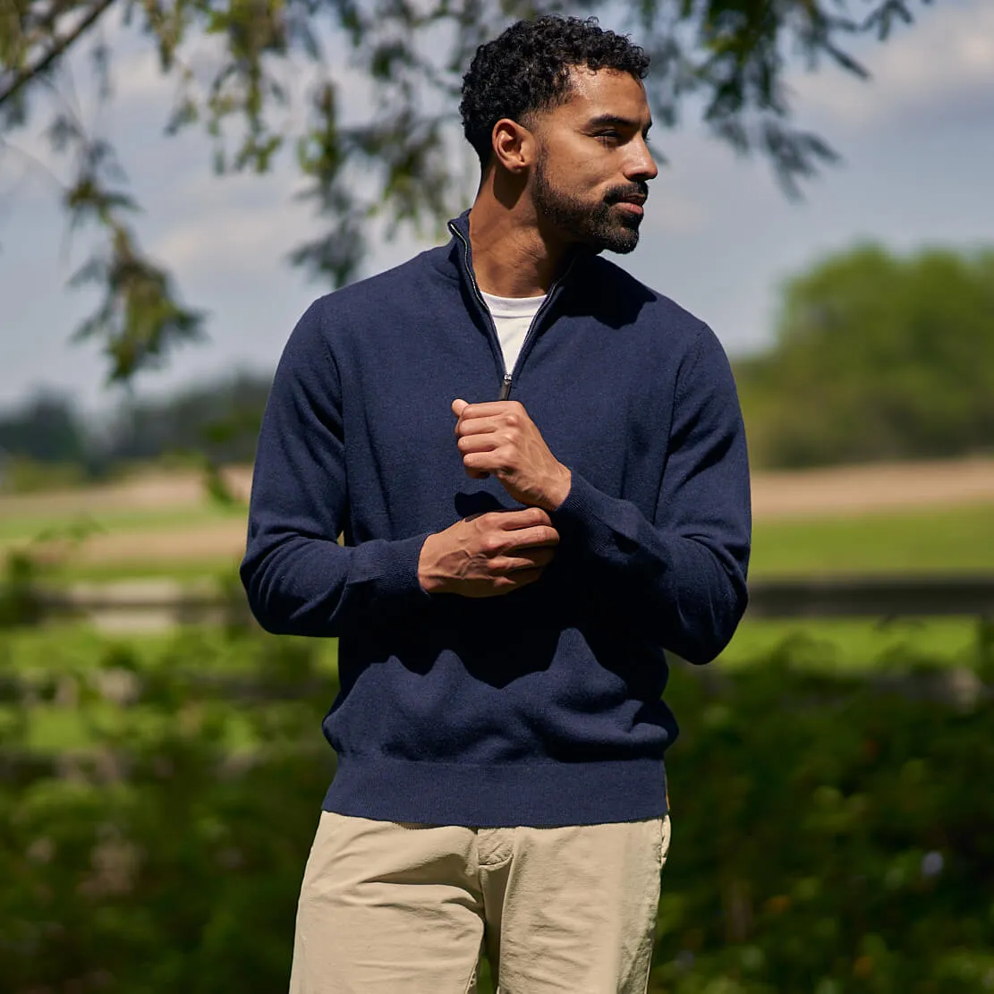 The Leo 2-ply Cashmere Quarter Zip Sweater