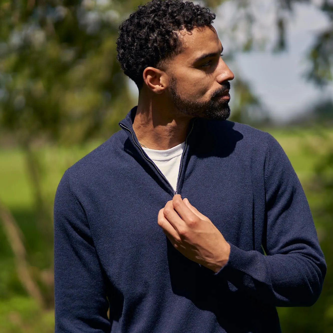 The Leo 2-ply Cashmere Quarter Zip Sweater